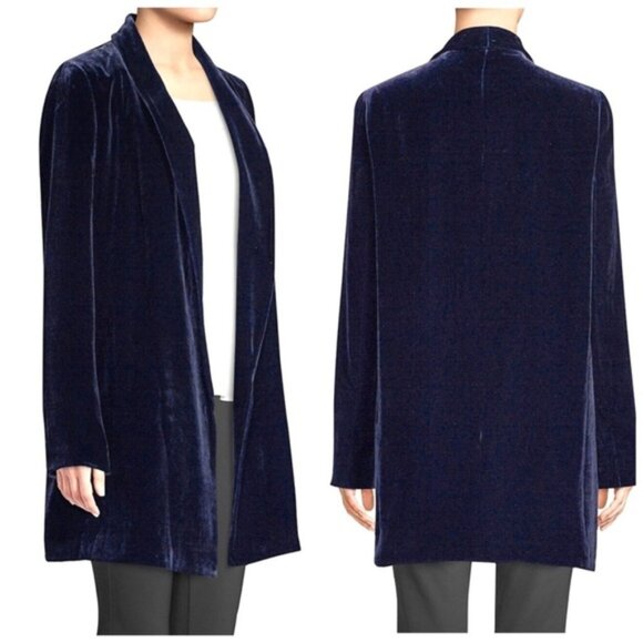 Lafayette 148 New York Cecily Velvet Open-Front Topper Jacket - Black XL - Picture 4 of 4